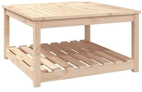 Makastle Gartentisch Kaffeetisch Terrassentisch Beistelltisch Couchtisch Balkontisch Loungetisch mit Ablage, Garten Tisch für Indoors/Outdoors, 82,5x82,5x45 cm Massivholz Kiefer