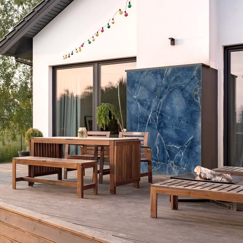 dedeco Outdoor-Rückwand Dekor Wand für Garten, Terrasse, als Außenfassade Paneel Motiv: Marmor V6, 300 x 150 cm, wasserfest, robust, als Wandverkleidung aus Aluminium, einfach renovieren