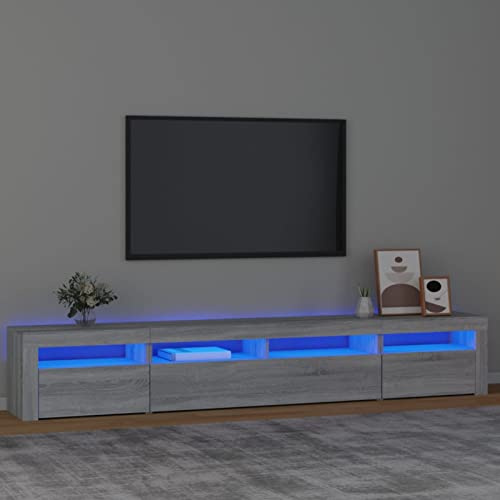 NITCA Mobile Porta TV con Luci LED, Mobile Televisore Moderno, Mobiletto TV, Mobile TV Soggiorno in Legno, Grigio Sonoma 240x35x40 cm