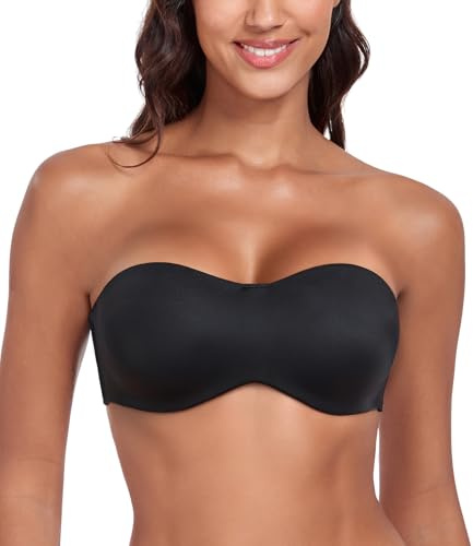 Lemorosy Donna Reggiseno a Fascia Non Imbottito Senza Spalline per Magliette di Grandi Dimensioni(Nero,3E)