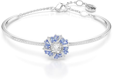 Swarovski Armband Idyllia Blume, Blau, Rhodiniertes Metall, Medium, Kristalle