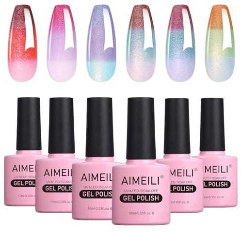 AIMEILI Chameleon Gel Esmalte de Uñas Set, Shimmer Gel Polish Kit Soak-Off UV/LED para Salón de Uñas DIY Home, Fácil de Aplicar 10ml - SET 66