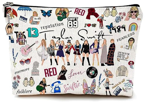 LEBOKJ Kosmetiktasche für Damen mit Mädchen-Schlüsselanhänger, T-S-Album-Make-up-Tasche für Musikliebhaber, Geschenk für Sänger-Fans