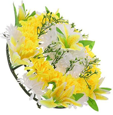 PRETYZOOM Ghirlanda Di Fiori Artificiali Per Tomba Corona Commemorativa Per Cimitero Fiori Funebri Di Semplice e Resistente Non Appassisce Mai Facile Da Curare