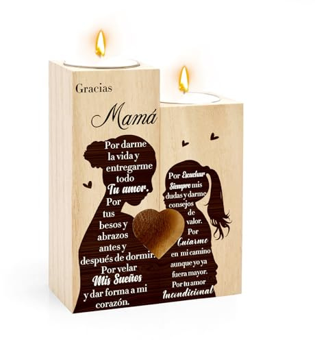 Regalo Madre,Regalos Originales para Madres,Regalo Dia de la Madre,Regalo Cumpleaños Madre,Portavelas Madera,Regalos para Madres,Regalo para Madre,Regalo Mama,Regalos para Mama,Regalo Madre Navidad