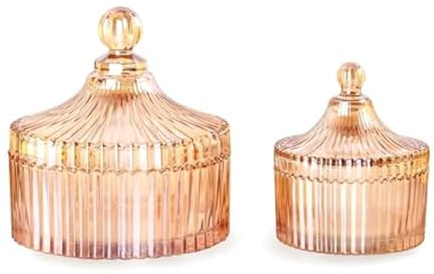 Sessleger - 2 tarros de cristal decorativos con tapa, cuenco de almacenamiento de cristal con tapa, soporte de algodón de cristal, tarro de almacenamiento para el cuarto de baño.