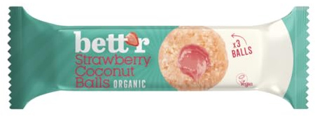 Boules de fruits garnies noix de coco et fraise, Bio, 3 × 15 g, Bett'r
