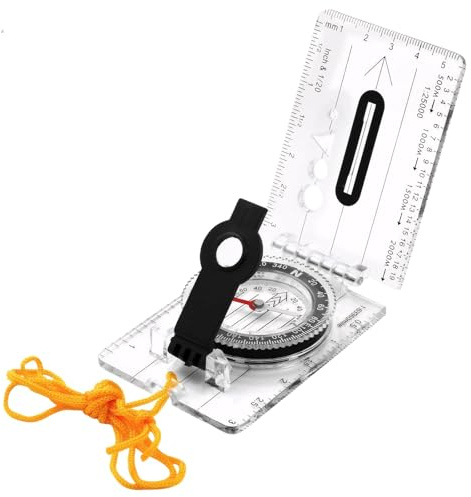 Mountaineering Compass, Portable Multifunctional Folding Map Compass, Transparent Card-Style North Guide for Hiking, Camping, and Orienteering