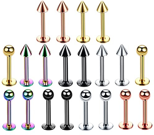 Holibanna 20St Rostfritt Stål Läppspik Öronstift Läpptillbehör Piercing Läppstift Läpppiercing Smycken Läppdekor Örondekoration Body Piercing Smycken Näsdekorer Kvinna Nässmycken