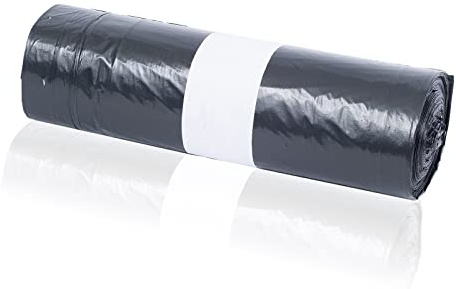 KK Verpackungen 125 Müllsäcke 60 Liter | mit Zugband | dehnbar & reißfest | 5 Rollen | 680 x 730 + 50 mm | LDPE Folie | 35 µ