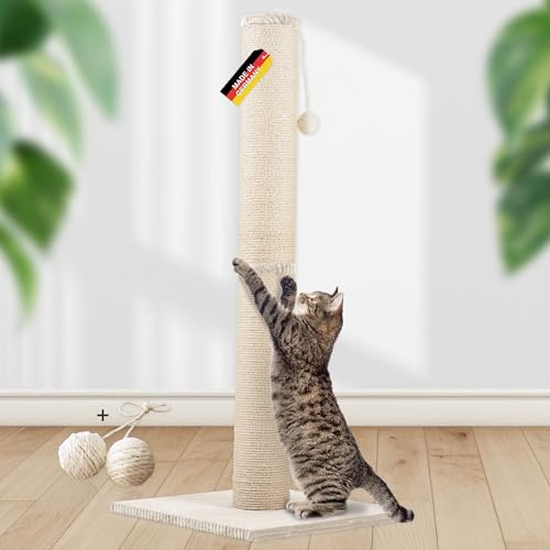Rohrschneider Kratzbaum XL, Ø12 cm Kratzsäule Sisal, Gr. 2 (H107 cm) Beige
