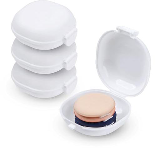 Etenpo 4 x Haargummi-Behälter, runde Reiseetui, Baumwolle, leicht und einfach zu tragen, mit versiegeltem Schnappdeckel, Wattestäbchen-Spender, Zubehör, Schmuck-Organizer (8,6 x 3,8 cm), Weiss