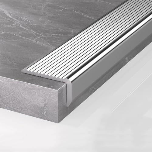 YLLSMGS Treppenkantenprofil Alu Winkelprofil Aluminium 90 cm L-förmig für Stufenkanten Übergangsleiste Metall-Eckleiste(Silver,8x5cm/3.1x2in)