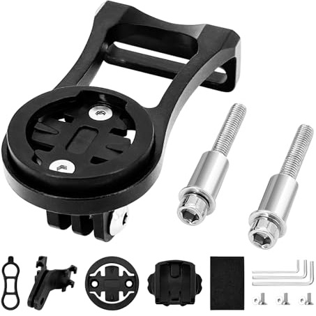 Support vélo pour Compteur GPS adapté aux Garmin Edge 530/520/500 – Fixation Avant en Alliage d’Aluminium Compatible avec caméra Sportive, éclairage vélo, et Accessoires pour Route ou VTT