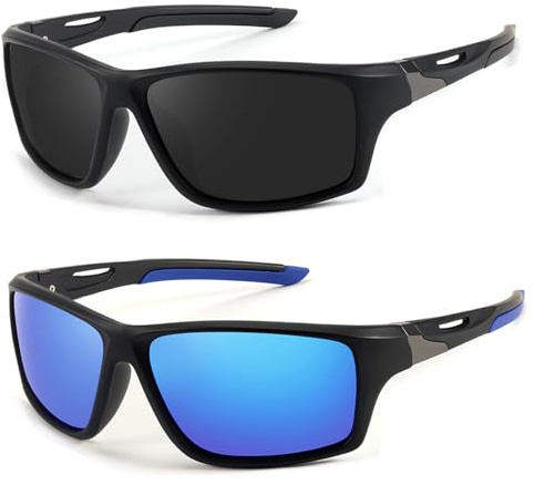 Myiaur 2er Pack Fahrradbrille für Damen & Herren Polarisiert Sportbrille mit UV400 Schutz für Radfahren, Laufen & Outdoor