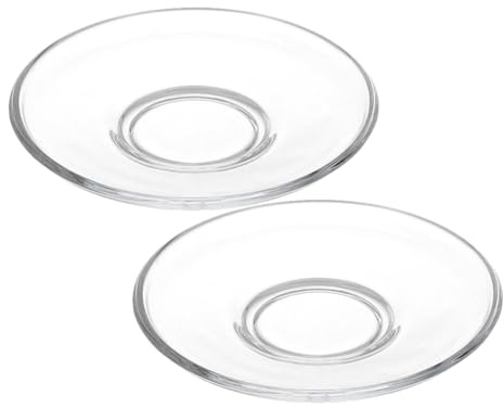 VALICLUD Glasuntertasse 4.72X4.72X0.79In Transparent Runde Dessertteller Für Tee Kaffee Snacks Und Vorspeisen Kleine Glasteller Für Zuhause Und Unterwegs 2 Stück