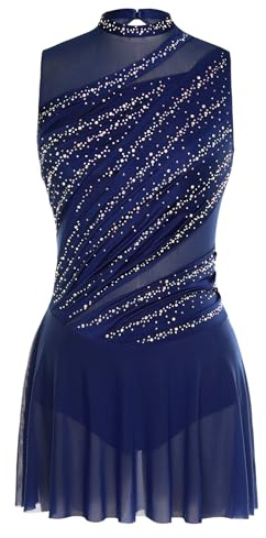 Miutii Eiskunstlauf Kleid Damen Rollschuhkleid Eislaufkleid Glitzer Ballettkleid mit Strass Lyrisch Tanzkleid Wettbewerb Tanzkostüm