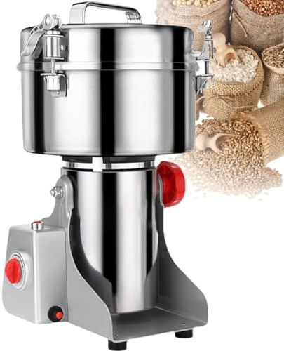 Macinino Elettrico per Cereali da 2500 g, Potente macinino Elettrico per Cereali, macinino per Cereali ad Alta velocità in Acciaio Inossidabile, Protezione da sovraccarico e Timer da 5 Minuti