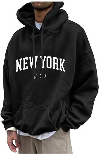 Generisch Herren Pullover Modern mit Kapuze Große Größen Brusttasche Dicker Half Zip Kleidung Hoodie Oversize Trainings mit Brusttasche Winter Hoody Herren Warm Baggy Hoodie Schwarz XL