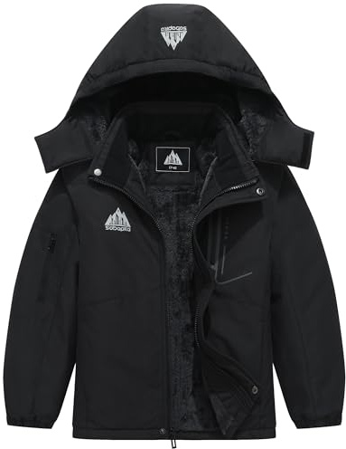 SOBAPRA Kids Waterproof Ski Jacket Warm Winter Snow Coat Boys and Girls Fleece Hooded Snowboarding Jacket