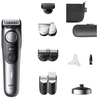Braun Series 9 Barttrimmer, +12 Barberutensilien, Power Boost-Modus und zuverlässige ProBlade Klinge, 180 min, Schatteneffekt, PrecisionWheel Verstellknopf und Arretierung, BT9560, chrom