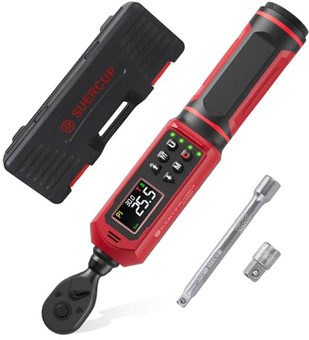 SUERCUP Digitaler Drehmomentschlüssel 1/4 Zoll 0.45-30N.m Digitaler Drehmomentschlüssel mit Vibration, Buzzer, LED-Benachrichtigung und fünf Maßeinheiten, für Fahrrad, DIY und Heimrepa