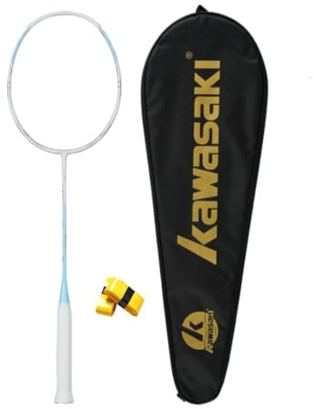 Badminton Racket, Professional Carbon Fiber Badminton Sets High Tension 5U Ultra-Light Racquet for Defensive & Offensive with 2 Handgrips, 1 Cover Bag(Get String) (Blue 1915 PRO)