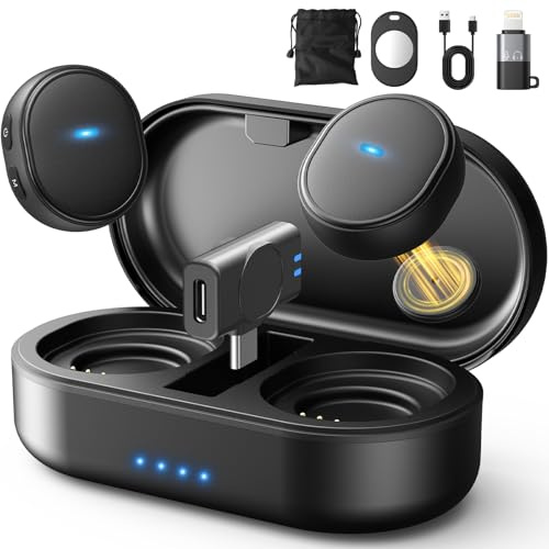 LTUAE Mini Wireless Microphone for iPhone & Android, 8g Mini Microphone Clip-On Mic with AI Noise Cancellation, 48kHz Hi-Fi Audio, 260ft Range, 36H Battery for YouTube, Vlogging & Live Streaming