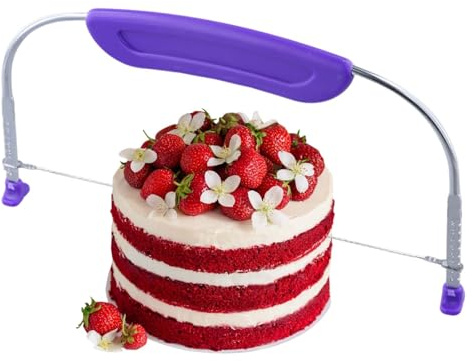FooYee Professional Adjustable Cake Leveller Cutter, 10 Inch Stainless Steel Wire Slicer, Gadgets Wire Divider, Cake Divider for Layering, Kitchen Baking Accessories, 27cm Purple