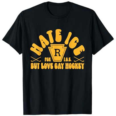 Hate Ice But Love Gay Hockey, Funny Gay Hockey LGBT T-Shirt
