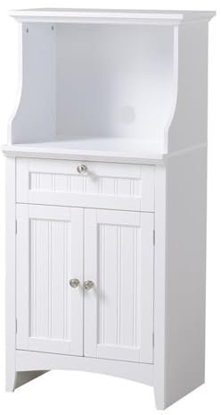 OS Home and Office Furniture 23.5 Wood Microwave/Coffee Maker Cabinet in White