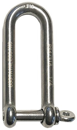 US Stainless Stainless Steel 316 Long D Shackle 1/4 (6mm) Marine Grade Dee