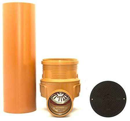 DN315 KG Schacht mit Rückstauklappe Komplett SET - voll Deckel, Rohr, Abwasserschacht Zulauf DN160 - Ablauf DN160