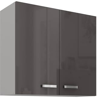 Kuechen-preisbombe Küchen Hängeschrank 80 Hochglanz Grau Küchenzeile Küchenblock Küche Grey Bianca