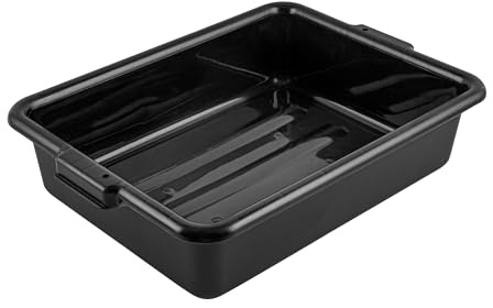 Restaurantware-TUB ONLY: RW Clean 21.25 Inch x 15.7 Inch Bus Tub, 1 Regular Bus Box - Lid Sold Separately, With Handles, Black Plastic Restaurant Tub, Heavy-Duty, For Kitchen Organization