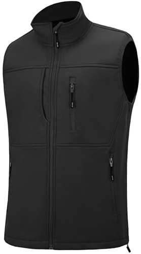 XinYangNi Men's Running Vest Outerwear, Lightweight Windproof Fleece-Lined Softshell Sleeveless Jacket for Golf black US L