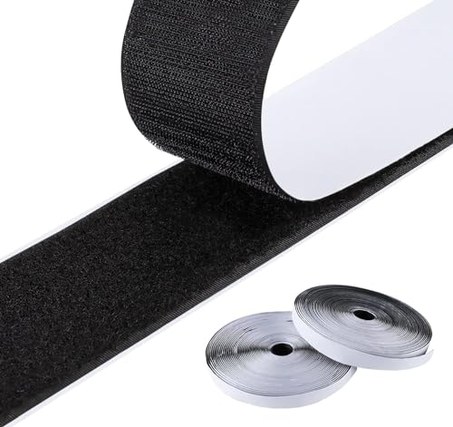 Klettband selbstklebend Extra Stark (15m x 20mm Schwarz) Vielseitig einsetzbar, Klettverschluss selbstklebend klebe Klettband Klett Klebeband, Doppelseitiges Klettband für Innen und Außen
