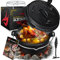 KESSER® Dutch Oven Set BBQ 7,3 Liter, Feuertopf Schmortopf mit Edelstahluntersetzer, Gusseisen Topf mit Deckelheber Henkel und Schlitz für Themormeter, kochkessel Grilltopf für Oudoor & Indoor