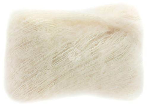 LANA GROSSA Setasuri | Fint spetsgarn av suri-alpackafibrer med silke | Handstickgarn av 69 % alpacka (suri) och 31 % silke | 25 g ull för stickning och virkning | 212 m garn FB2
