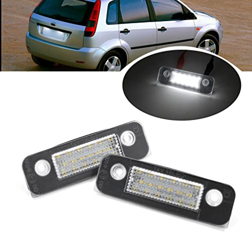 njssjd LED Kennzeichenbeleuchtung für F'ord Fiesta MK5 JH1 JD3 01-08 | 2 Stück Nummernschild Beleuchtung LED für Fusion 02-12 Mondeo MK2 96-00 E-Prüfzeichen Canbus Plug Play OEM 1332916