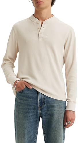 Levi's Men's LS THERMAL 3 BTTN HENLEY, Greys, One Size UK