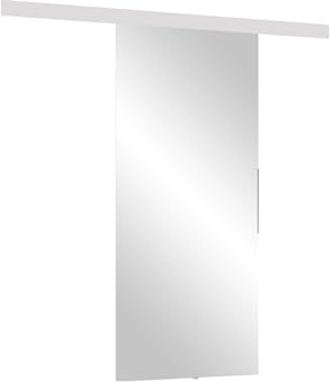 Mirjan24 Schiebetürsystem Mirror Komplett-Set für Schiebetüren, Abstandsführung Trennwände Innentüren (Weiß + Spiegel, Modell 90.)