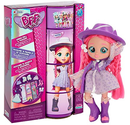 BFF BY BEBÉS LLORONES Bebés Llorones Katie | Muñeca fashion Coleccionable con Pelo largo, Ropa de tela y 9 Accesorios - Juguete regalo para niñas y niños +5 Años