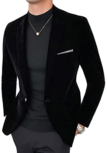 ORANDESIGNE Blazer Homme Veste de Costume Slim Fit Un Bouton Veste Blazer en Velours Homme Elégant Formel Printemps Vêtements Mariage Business Soirée