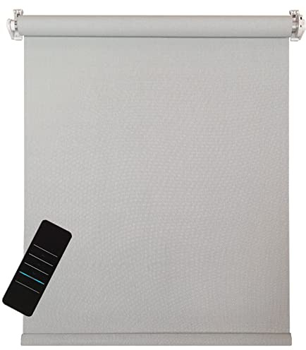 Elektrisches Rollo, hellgrau, 5% lichtdurchlässig, inkl. Akku-Motor & Sender, 105x160 cm (1 ST)
