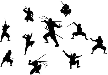 PLIFREAT 10 Stück Samurai Ninja Wandtattoo Jungenzimmer Großes Format Kung Fu Wandaufkleber Kühl Karate Wandsticker für Kinderzimmer Schlafzimmer Taekwondo Schule Dekoration