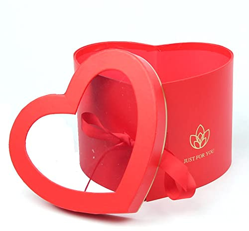 Geschenkbox in Herzform, Papierschachteln in Herzform, luxuriöse Geschenkbox mit Deckel, für Geburtstag, Jahrestag, Valentinstag (rot)