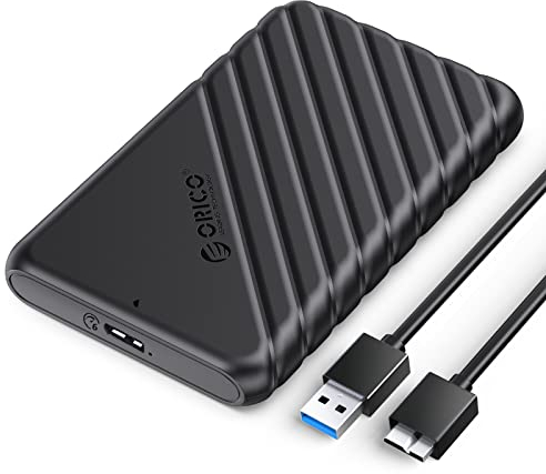 ORICO Boitier Disque Dur 2.5'', USB 3.0 Boitier Externe Disque 5Gbps pour SATA HDD et SSD de 2,5'' et 7/9.5 mm, accélération UASP, Trim, sans Outils(Noir)
