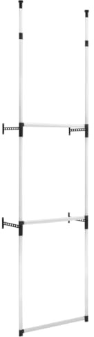 Makastle Teleskop Garderobensystem, Teleskop Garderobe Kleiderständer Garderobenständer Kleiderstange Teleskopstange Regalsystem mit Stangen für Zimmer oder Schr, Aluminium