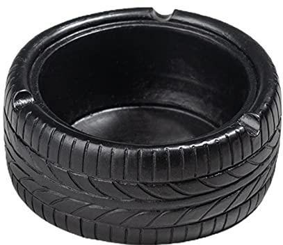 FIYSON Retro Aschenbecher,Reifen Aschenbecher Runde Aschenbecher Polyresin in Form eines LKW-Reifens für Auto Zigaretten Dekoration Heimtextilien Dekoration Tabak Aschenbecher (Schwarz)
